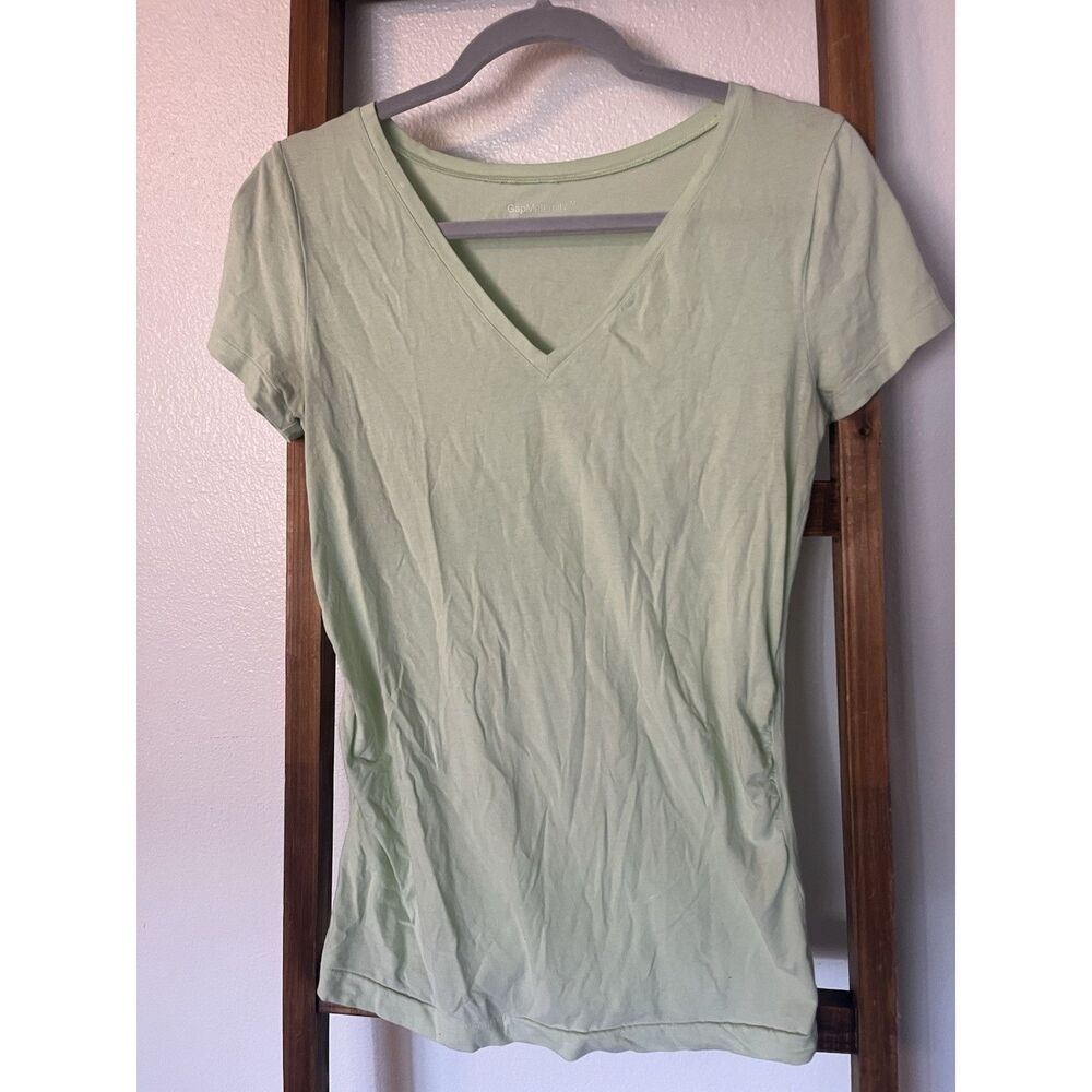 GapMaternity Light Green Knit V-Neck Short Sleeve T-Shirt M